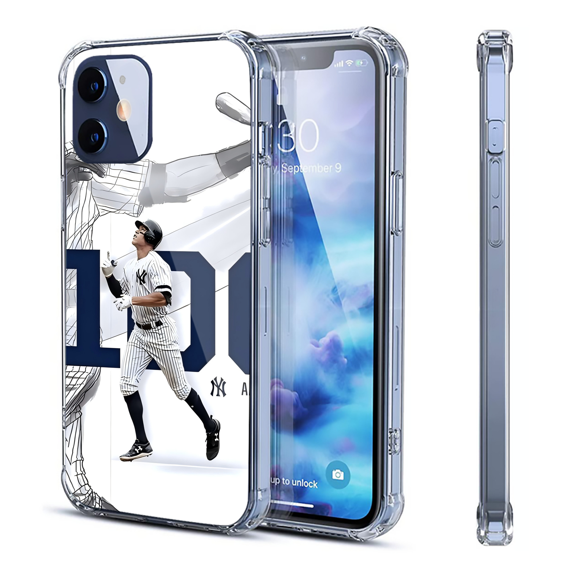 Aaron Judge 100 Home Runs Clear IPhone 12 Case – Soft TPU With UV Print – Enhanced Drop Protection, Precise Fit, Anti-Fingerprint, Customizable Design, Scratch-Resistant, Yellow-Resistant
